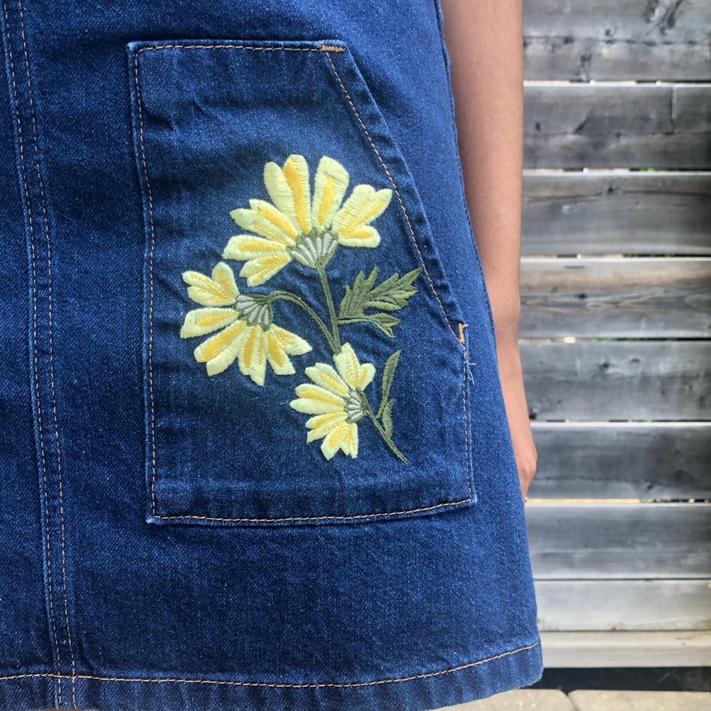TOPSHOP embroidered overall dress